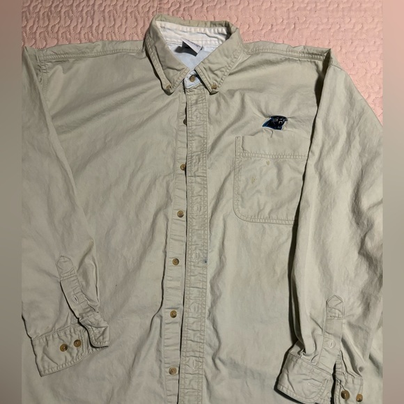 Vintage CSA XL Carolina Panther Embroidered Logo Cream Beige Long Sleeve Cotton - Picture 1 of 10